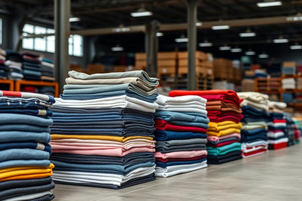 Stacks of premium textile fabrics